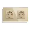 BSEED Wifi Double Socket EU Standard Wall Socket 16A 110V-250V White Black Gloden Crystal Glass Panel For Smart Home ► Photo 3/6