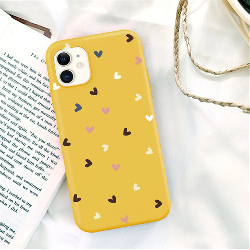 Candy Color Cute Love Heart Phone Case For iPhone 13 12 11 Pro Max 7 8 Plus X XS Max XR SE 2020 Soft TPU Silicon Back Cover iphone 13 pro max cover