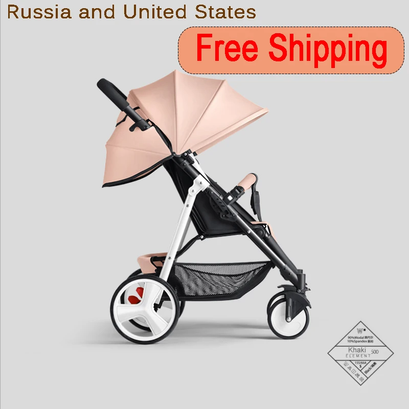 

Russian and American baby strollers can sit reclining folding shock four wheel hand push cart multi-color selection