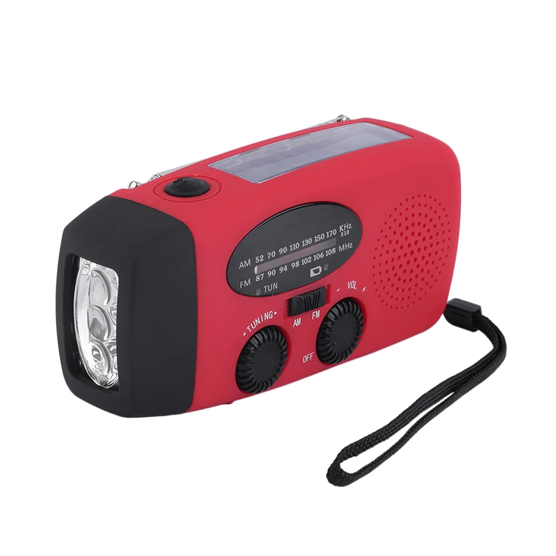 

1000mAh LED Flashlight Solar Weather Radios Hand Crank Self Powered Emergency Radio With LED Lamp Outdoor Tools For Camping 30