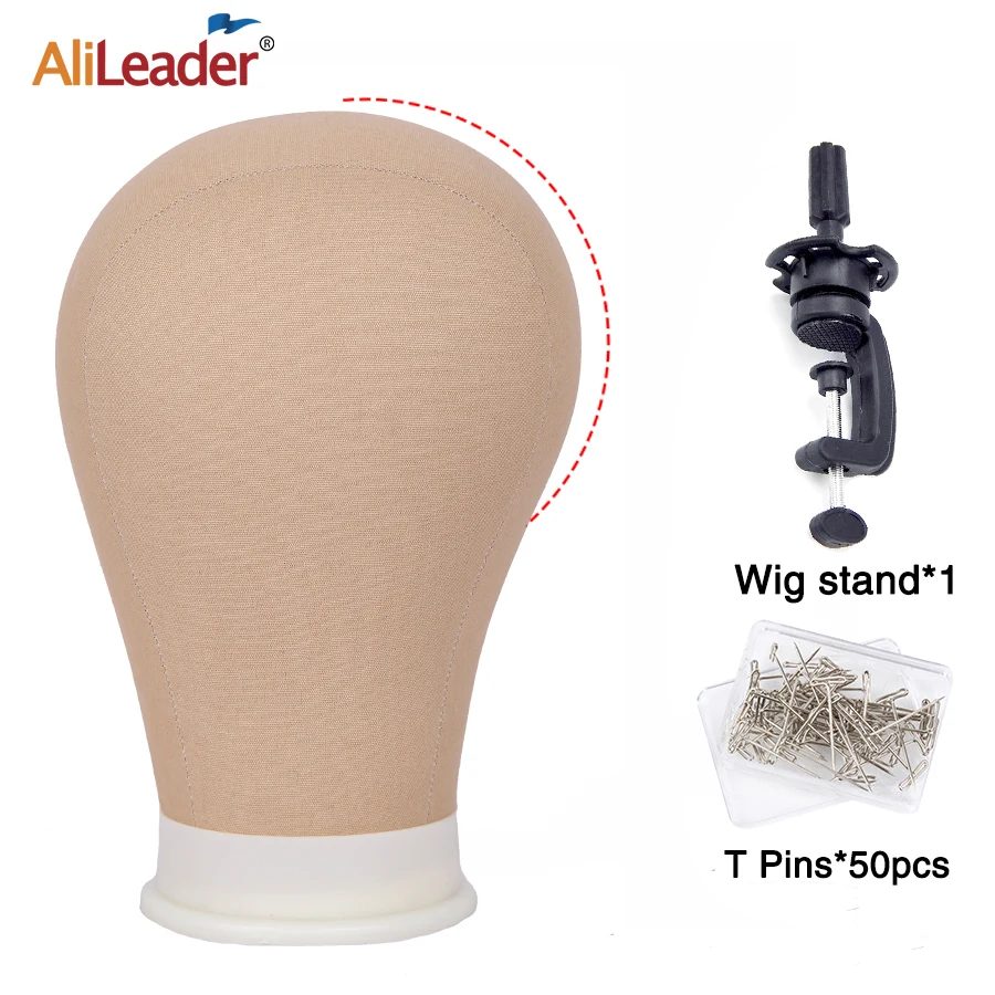 Alileader Canvas Block Poly Head Wig Making Head Weft/Wig Display Styling Mannequin Head Manikin Head Dryer20.5" 21"22.5"23inch