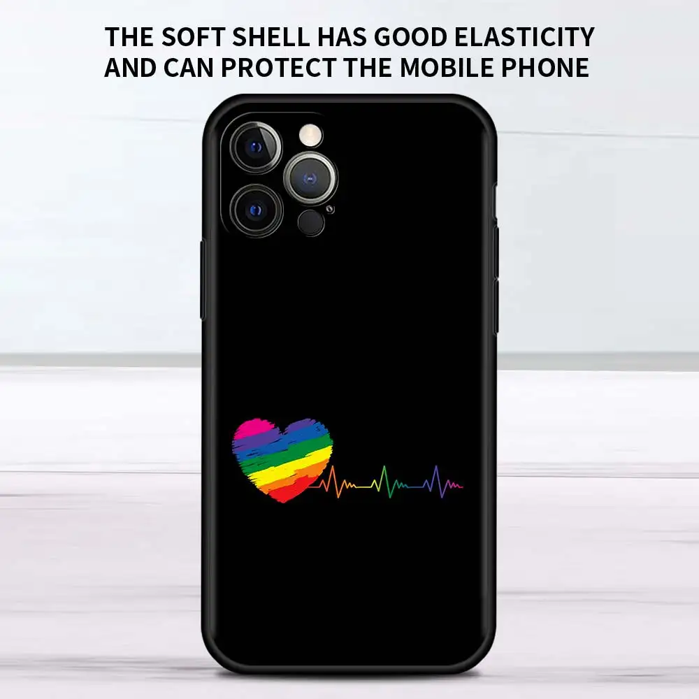 Gay Lesbian Lgbt Rainbow Pride Case For Apple iPhone 11 13 12 Pro 7 XR X XS Max 8 6 6S Plus 5 5S SE 2020 13Pro Black Phone Cover case iphone 13 pro max