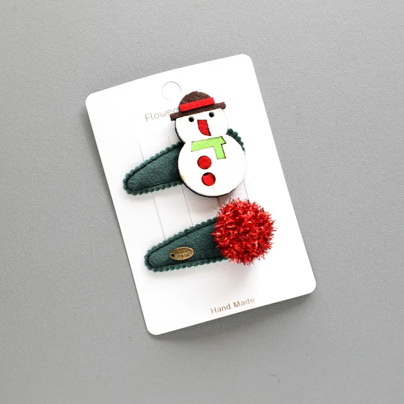 2 snowman 2 шт./лот, милые детские заколки для волос, Рождественский костюм, аксессуары для маленьких девочек, рождественские аксессуары, BB, заколка для волос в подарок - Цвет: 2 snowman