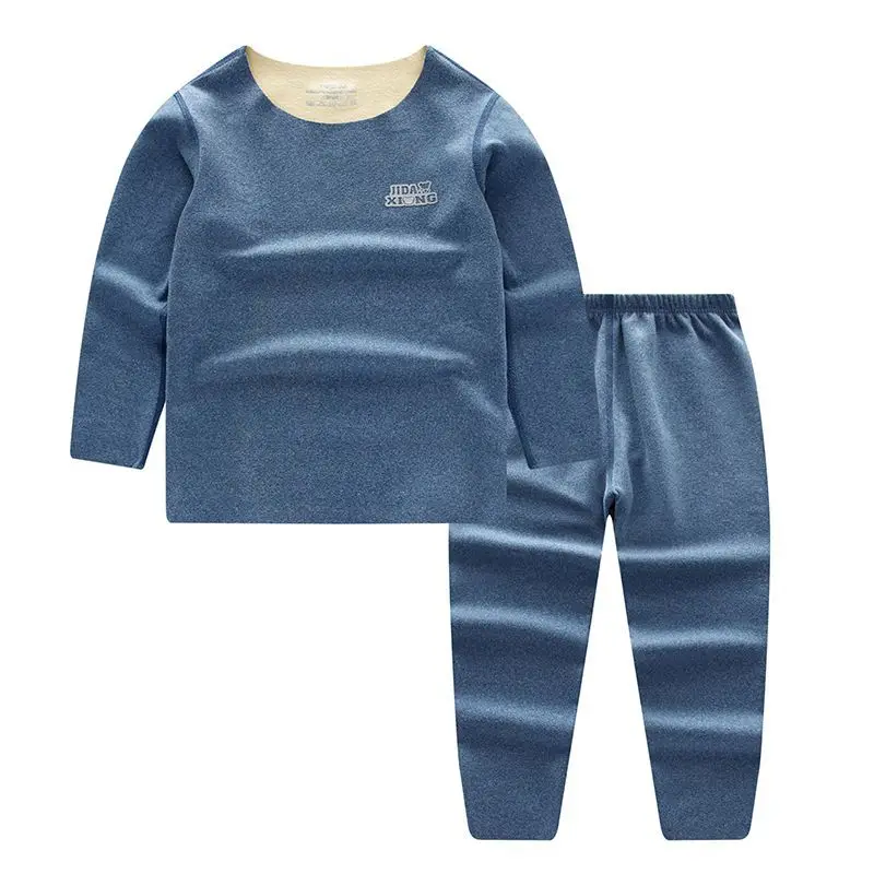 

Children pajamas Girls Boys Set 2021 Autumn Winter Thick Plush Traceless Thermal Underwear Suits 3-12y Kids Clothes Homewear