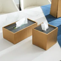 European Brass Tissue Box Modern Living Room Desktop Paper Box Western Restaurant Desktop Napkin Organizer Home Decoration 1