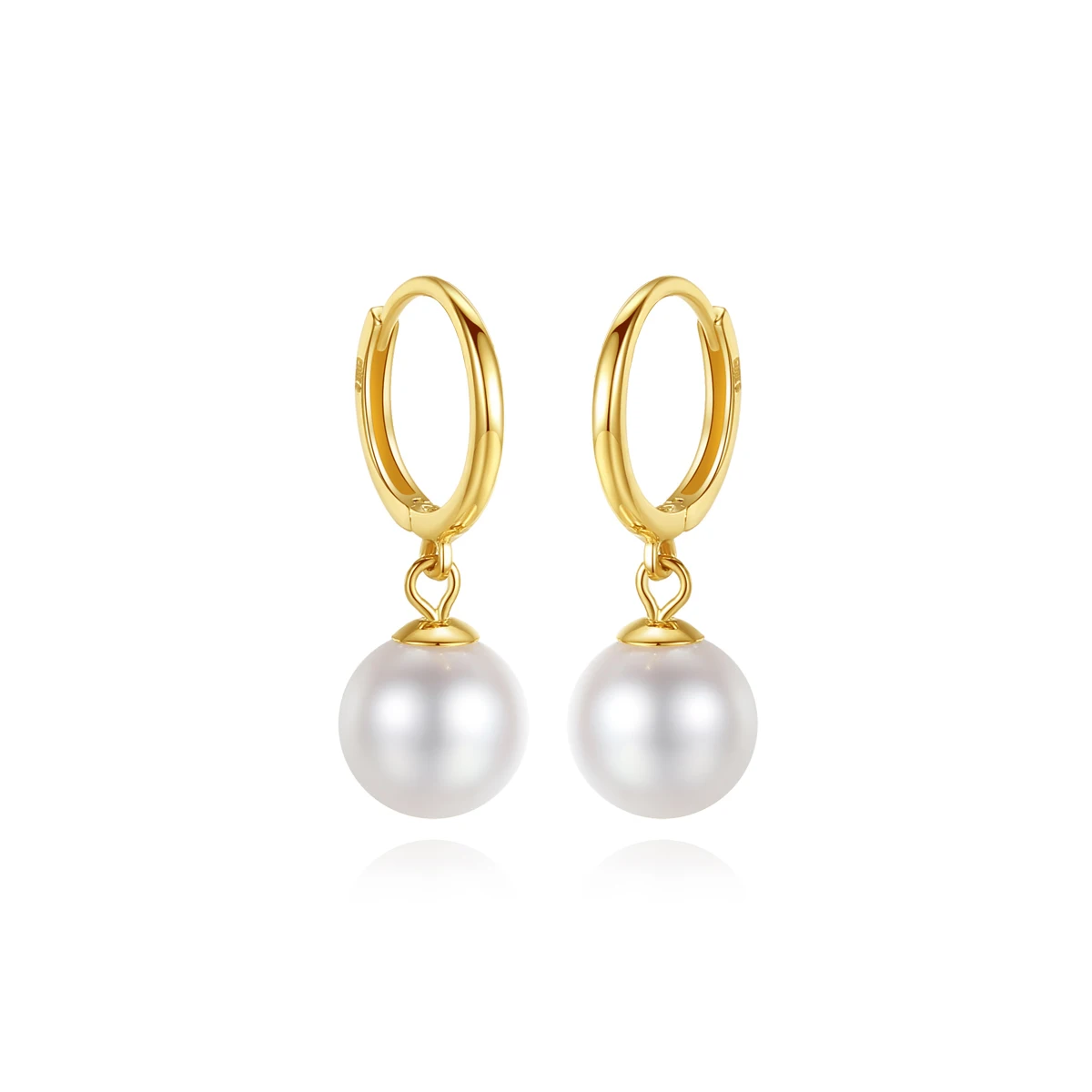 

Fenchen 18K Yellow Gold Natural Round Pearl Hoop Earrings 6.5-7mm Freshwater Pearl High Quality 18K Yellow Gold Jewelry AE225