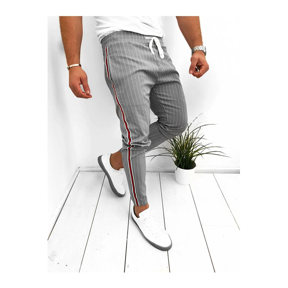 

2020 spring and autumn new trend fitness sports leisure trousers men's explosive vertical striped woven quick-drying pants men's