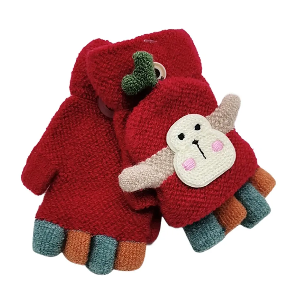 Детские перчатки для малышей, детей, Зимняя Теплая Вязаная безрукавка без пальцев, перчатки для детей