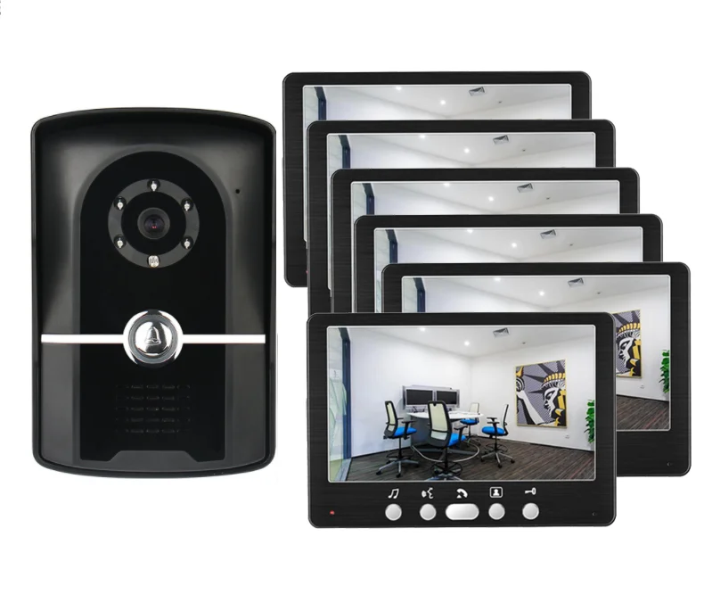1camera 6monitor 1v2 Новое поступление домашняя охранная система внутренней связи " видео домофон 700TVL Водонепроницаемая ИК камера - Цвет: 1camera 6monitor