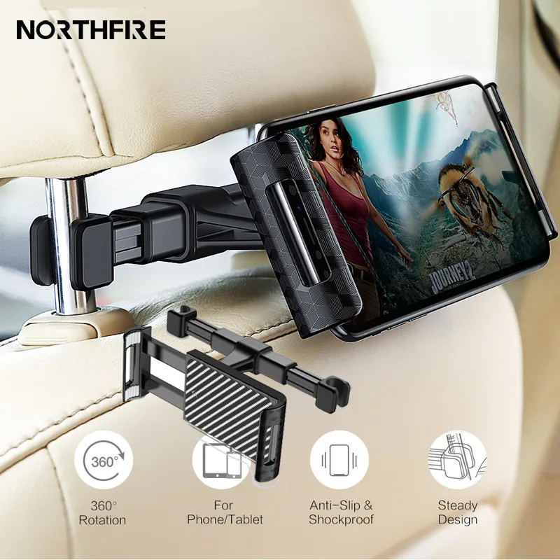 

NORTHFIRE Car Back Seat 4"-11" Headrest 360 Degree Rotating Tablet PC Phone Mount Holder Stand For Smartphone GPS Bracket Mount