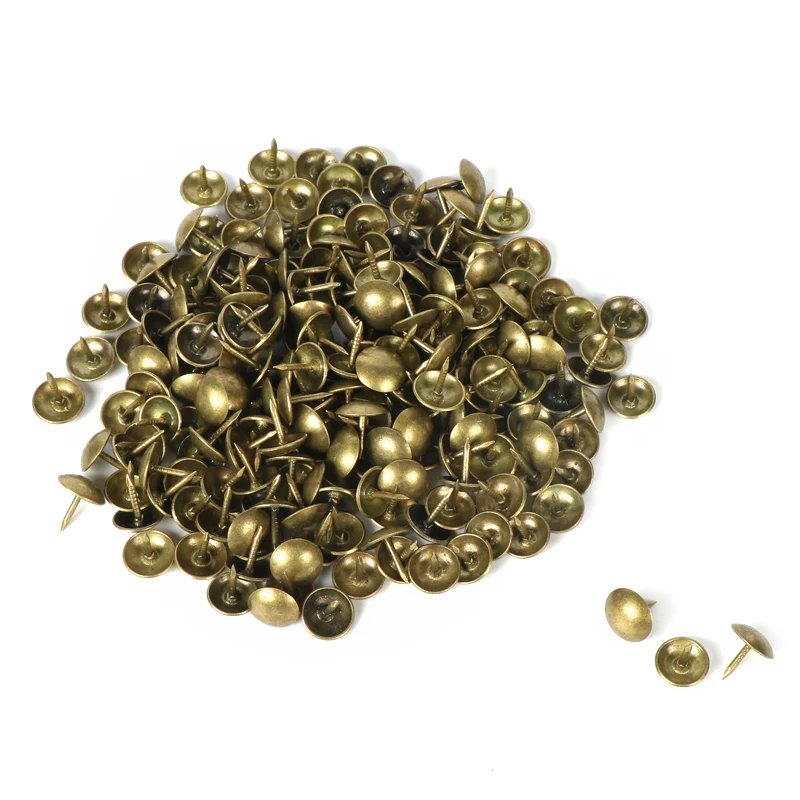 100pcs Antique Brass Upholstery Nails Furniture Tacks Pushpins Hardware  Decor