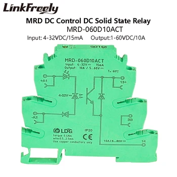 

MRD-060D10ACT Mini PLC Interface Solid State Relay Module DC DC 10A 1-60VDC Ouput Input: 5V 12V 24VDC SSR Voltage Relay DIN Rail