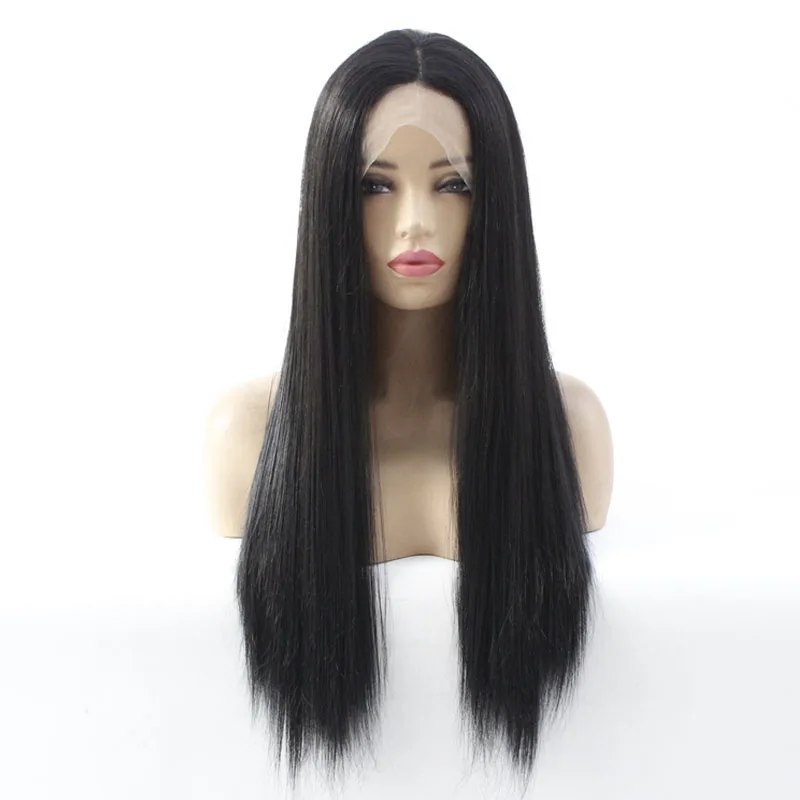 1B#2#6# Dark Brown Color Natural Soft Silky Straight Hair Glueless Synthetic Lace Front Wigs For Black Women Heat Resistant | Шиньоны и