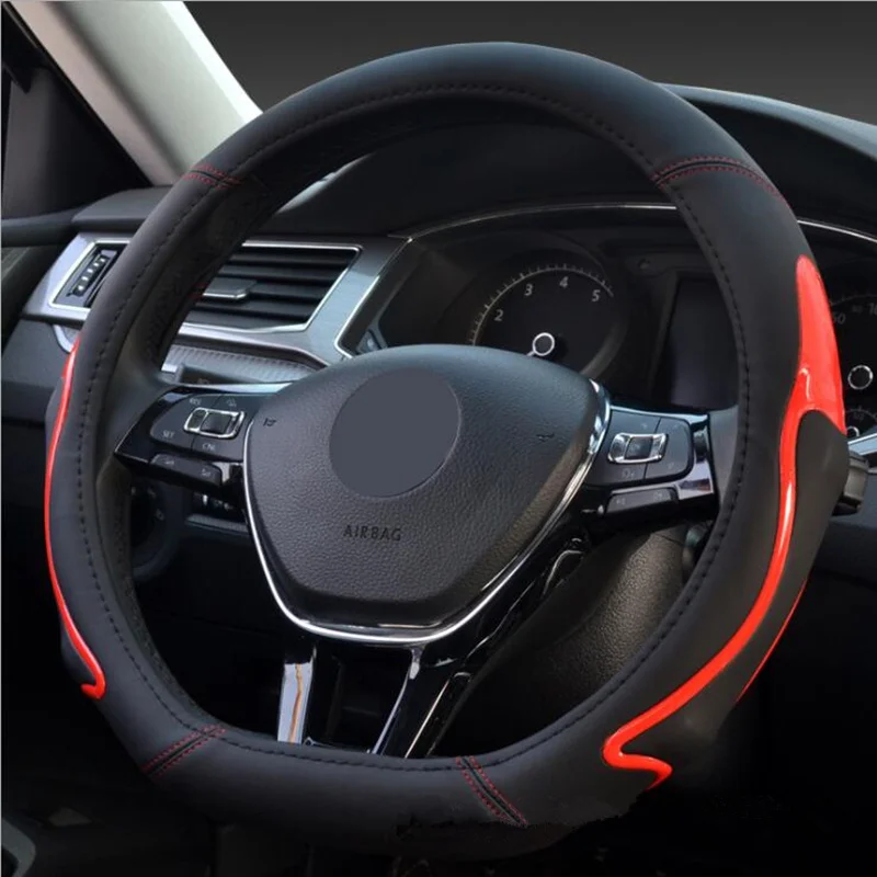 D-образный кожаный чехол рулевого колеса автомобиля для Volkswagen Golf 6 7 Polo Passat Tiguan для Kia Sportage Optima K5