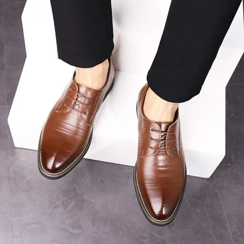 Men Dress Shoes leather shoes Genuine Leather Wingtip Carved Italian Formal Oxford for Winter Plus Size 38-48