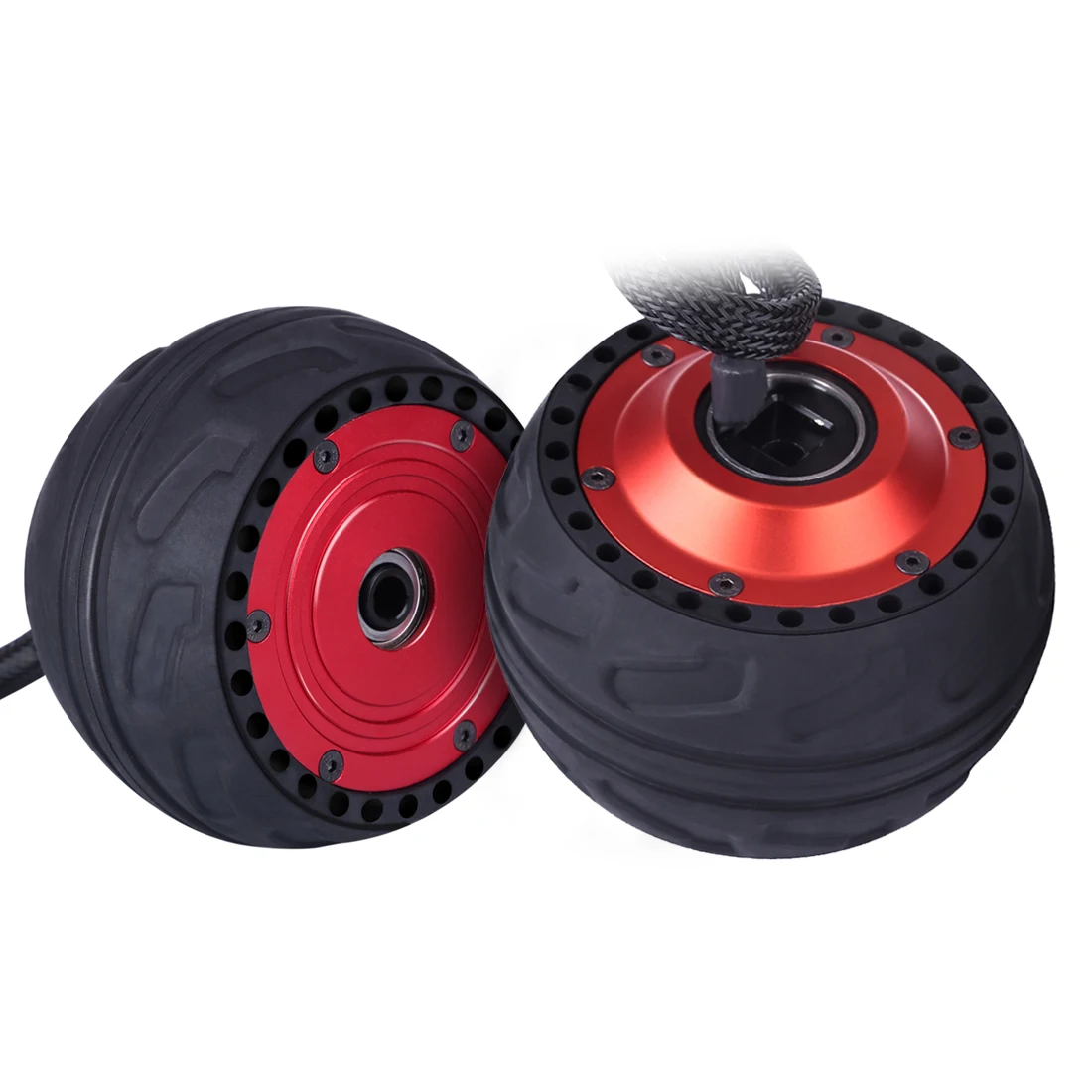 

2Pcs 105LMH 500W Hub Motor With Non-Replaceable All Terrain Rubber Wheels - Red