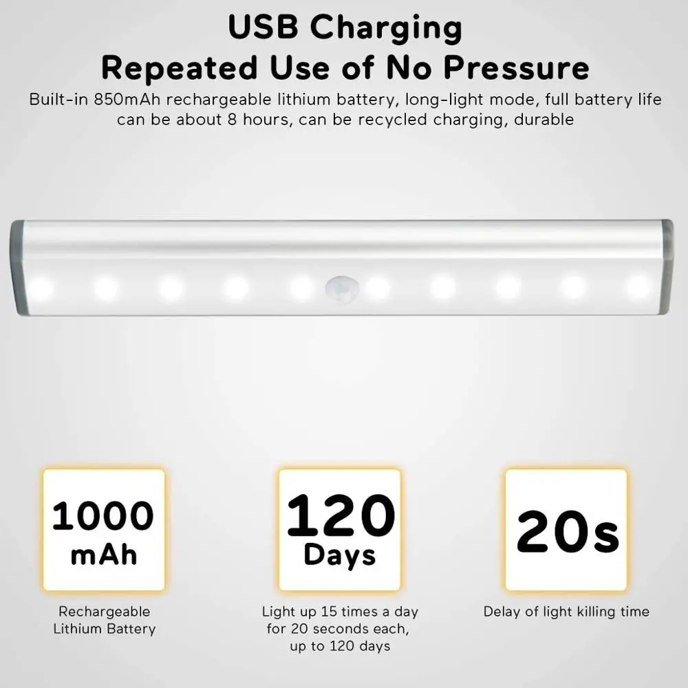 Светодиодная лента 5 в с датчиком движения подзарядка через usb светильник для