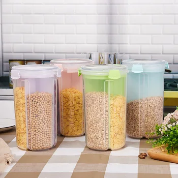 

4 size storage tank thickened grains sealed cans plastic sealed moisture-proof storage box separated transparent kitchen items