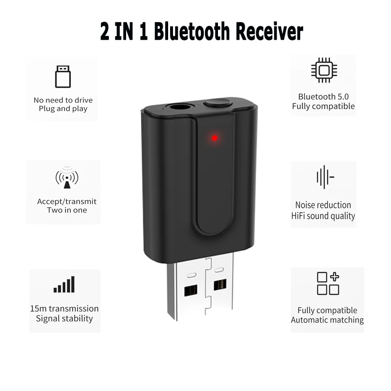 2в1 Bluetooth 5 0 аудио приемник передатчик RCA 3 мм AUX Jack Hifi стерео USB беспроводной адаптер