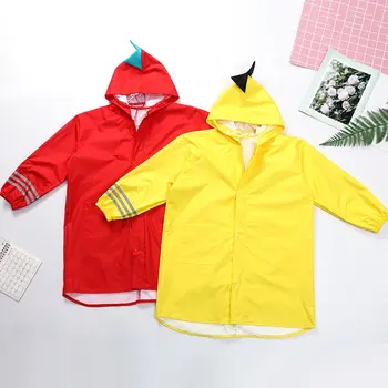 

Male And Female Students Children's Small Dinosaur Raincoat With Transparent Hat Zipper Button Waterproof Raincoat