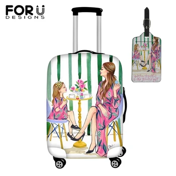 

FORUDESIGNS Baby Mom Girl Queen Printing Travel Accessories Elastic Dust Women Luggage Tag Protective 18~30 inch Suitcase Cover