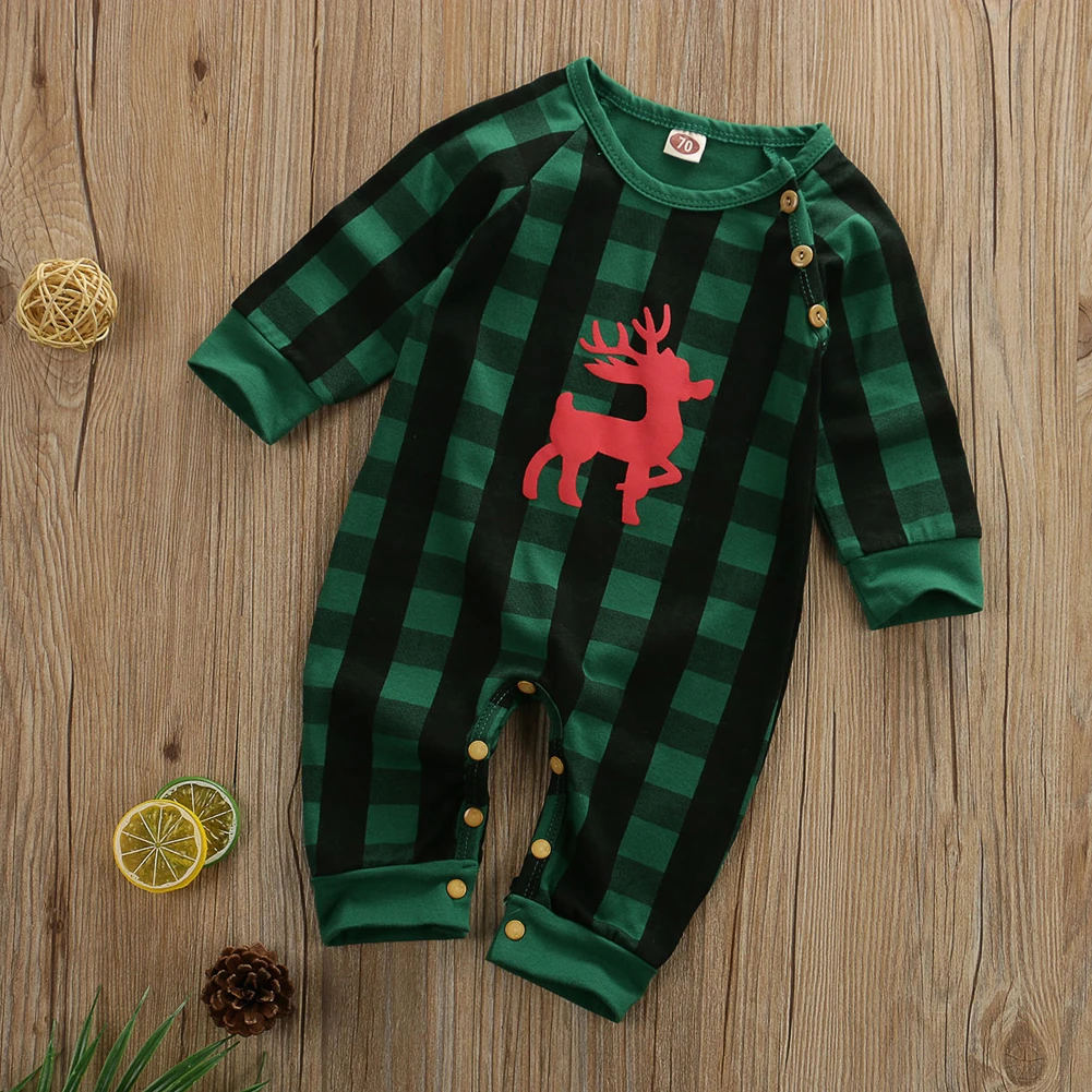 Рождественский комбинезон; одежда для маленьких мальчиков и девочек; хлопковый комбинезон; Спортивный костюм; осенне-зимняя одежда для детей 0-18 месяцев