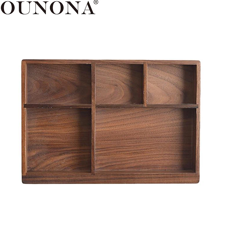 

OUNONA Cutlery Storage Box Western-style Black Walnut Drawer Type Solid Wood Tray Tableware Organizer Cutlery Storage Tray