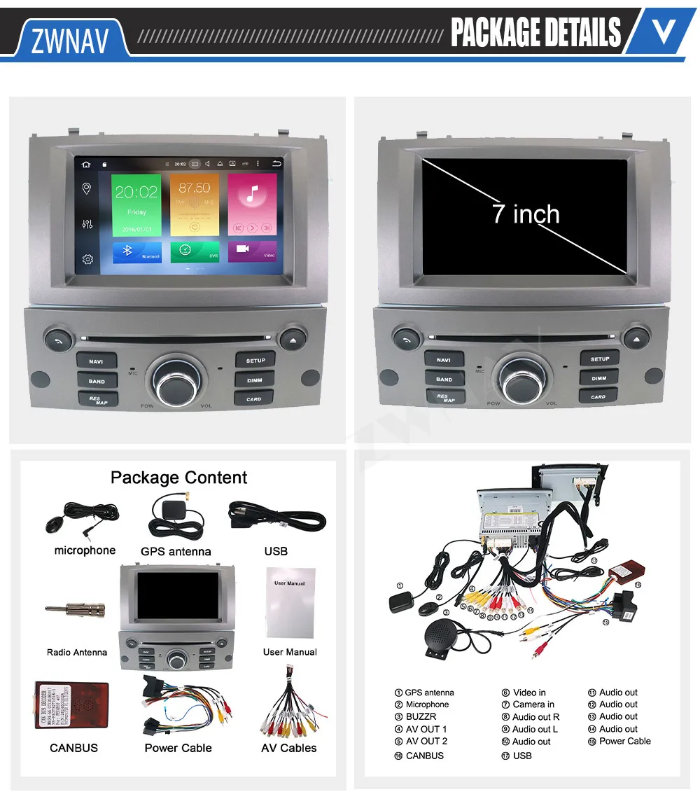 Carplay For Peugeot 407 2004 2005 2006 2007 2008 2009 2010 Android 10 Player GPS Navi Auto Audio Stereo Radio Recorder Head Unit