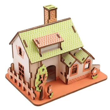 

construction 3D puzzles wooden house class 6 puzzle toys children logico teaching AIDS wood scale models one piece