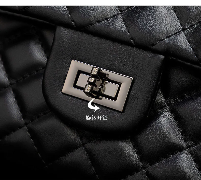 Luxury Handbags Women Bags Designer 2019 New Gold Chain Flap Purse for Ladies Soft Leather Quilted Plaid Lock Shoulder Bag Black (6)