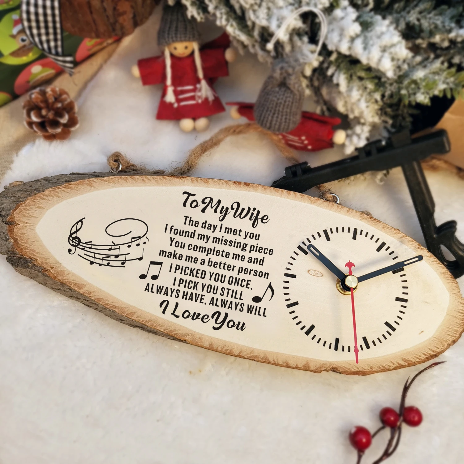 To My wife Rectangular printed content of the clock as a Christmas gift Wall Clock Modern Design Wall Clock Home Decoration