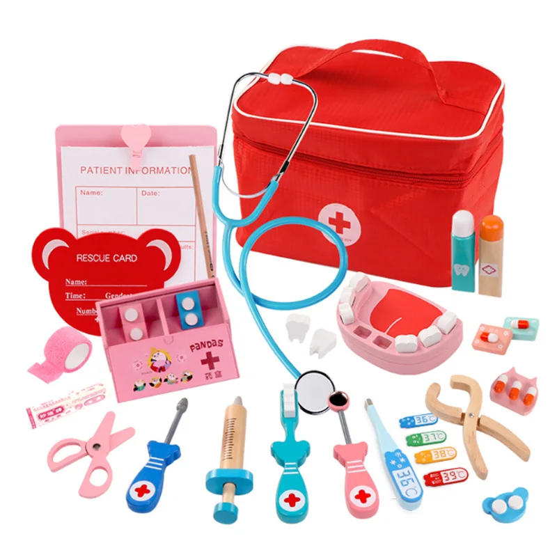 Детский игрушечный набор "Доктор", Прочный инструмент для инъекций медсестры, деревянная коробка для моделирования, крепкий Подарочный чехол, № 3