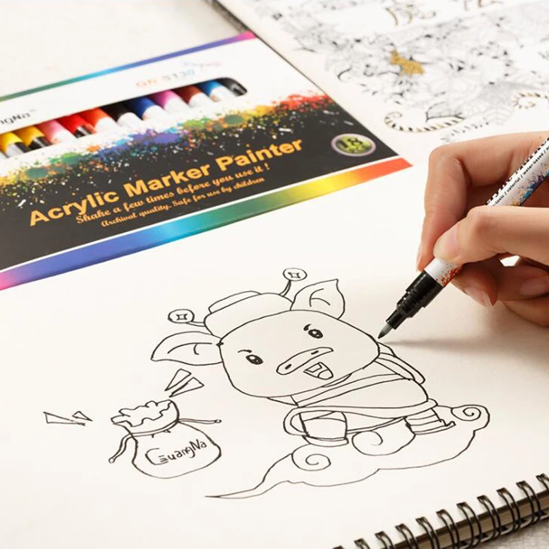 Günstig 18 farben Acryl Paint Marker pen Detaillierte Kennzeichnung Farbe Malen Stifte für Keramik Becher Holz Stoff Leinwand Rock Glas Porzellan