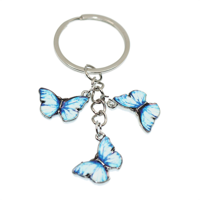 Styles Enamel Colorful Butterfly Pendant Keychain Insects Car Key Rings Women Bag Accessories Jewelry Christmas Xmas Gifts