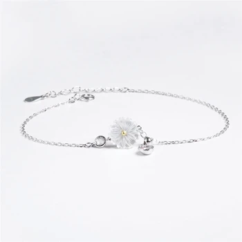 

Sole Memory Shell Chrysanthemum Shiny Cool Fresh 925 Sterling Silver Female Resizable Bracelets SBR273