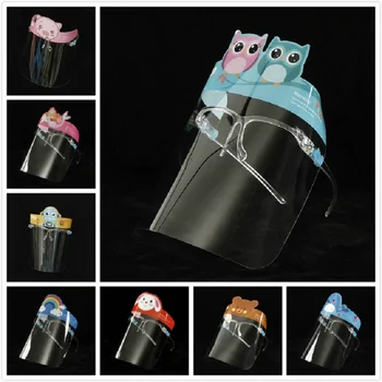 

12 Colors Cartoon Child Face Shield With Glasses Full Protective Face Shield Transparent PET Protective Face Shield