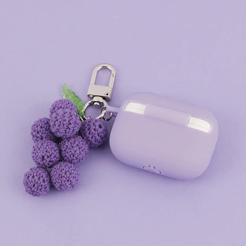 Keychain Purple Silicone Airpod Case Cute Purple Grapes Keychain - Main Image