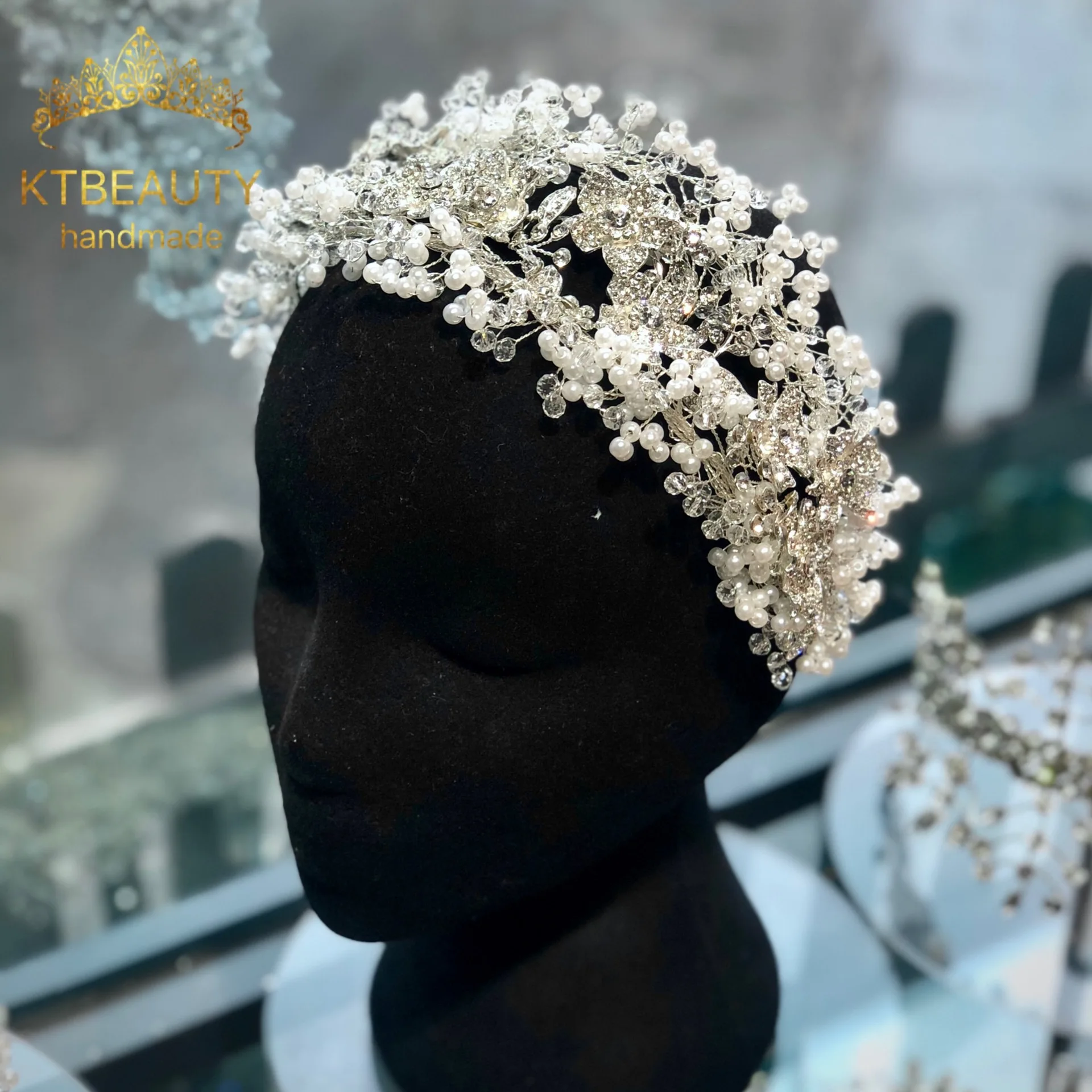 Royal Crown Rhinestone Tiaras Pearl Wedding Bridal Jewelry Headpieces Headband 