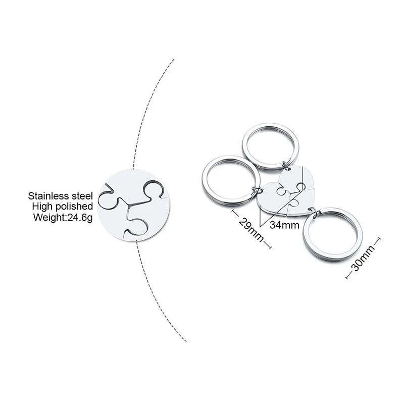 Zysta Portachiavi Coppia Yin e Yang Divisibile in acciaio inossidabile, Portachiavi Sole e Luna con Stelle Incisione Personalizzato Nome, Portachiavi dell'Amicizia Distanza (Personalizzabile), 80mm