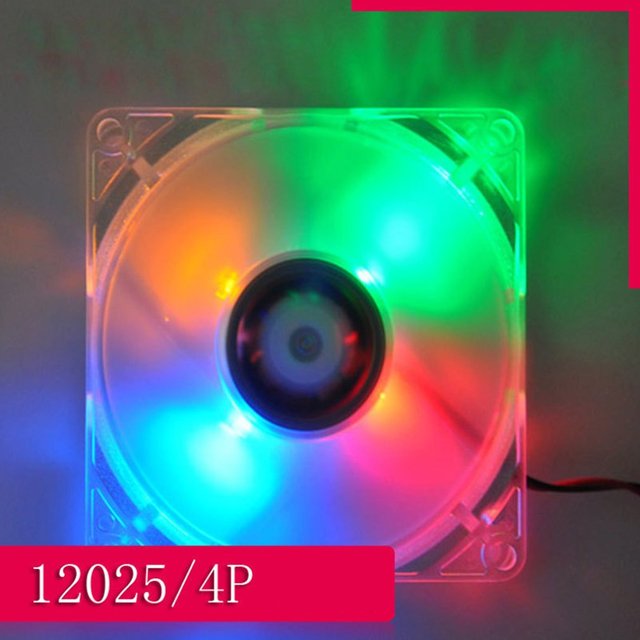 Fan PC Computer Fan Quad 4 LED Light 120mm PC Computer Case Cooling Fan Mod Quiet Molex Connector Easy Installed Fan 12V