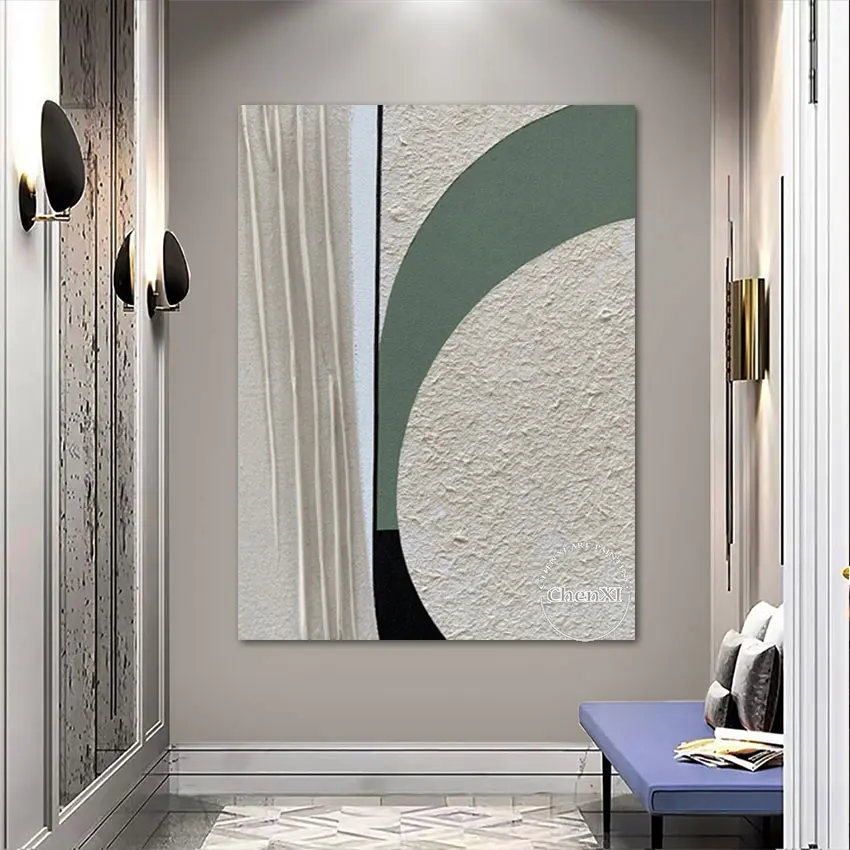 

Геометрическая Абстрактная Картина на холсте, текстурированная Настенная картина без рамы, современный декор Западного ресторана, высокое качество