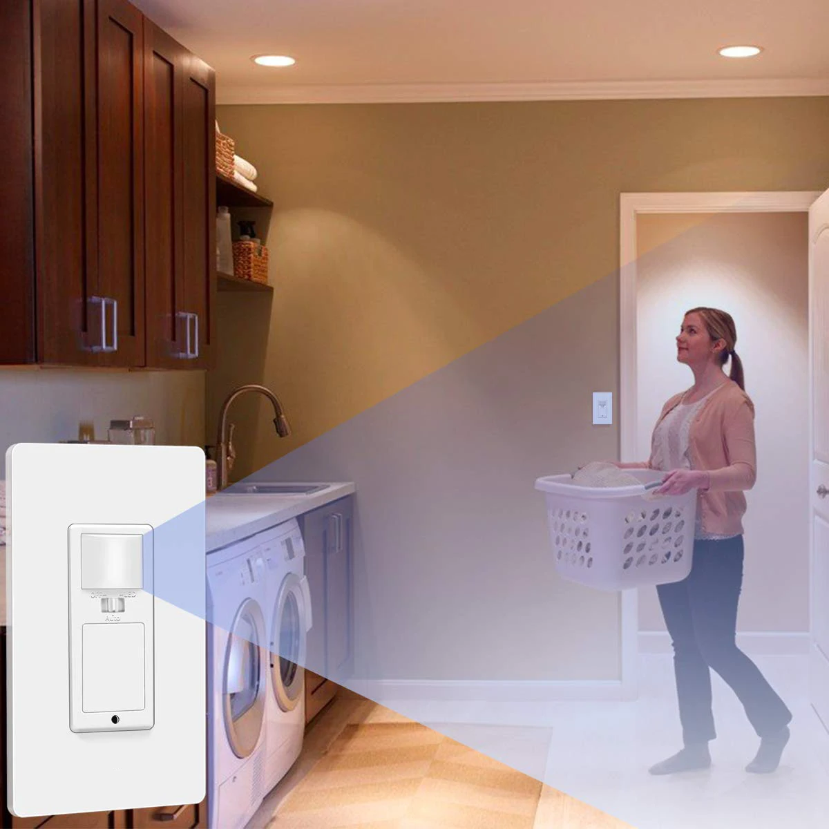 FrankEver Smart Switch with Motion Sensor 10A Wifi Light Switch Voice Remote Control and Timer Work with Alexa Google Assistant