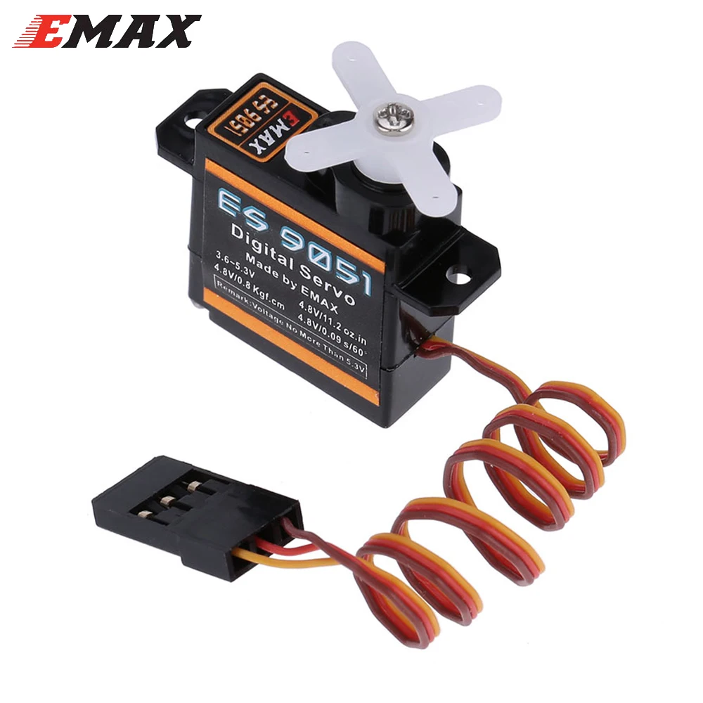 EMAX ES9051 ES 9051 4.8-5.5V 4.3g 0.8kg Gear Digital Servo Futaba JR Plug For 3D F3P Airplanes Helicopter Car RC Accessories Toy 2