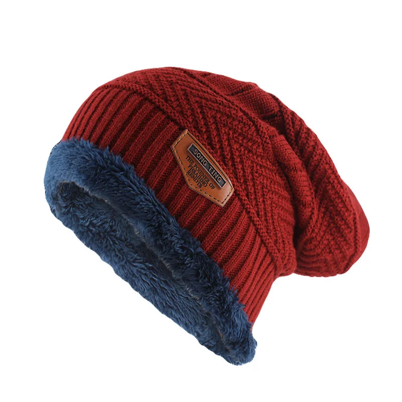 Зимние вязаные мужские шапки уличные теплые свободные удобные кепки утолщение плюс бархатная шапка уличные Лыжные шапки для мужчин и женщин