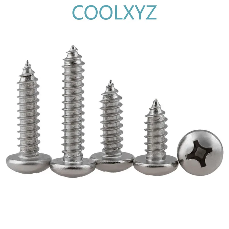 CoolXYZ Самонарезающий винт с круглой перекрестной головкой PA 316 Нержавеющая Сталь