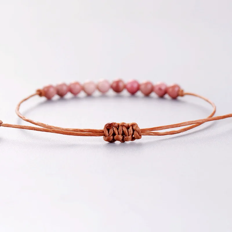Handmade Boho Natural Stone Adjustable Bracelet Boho Bead Simple Bracelet String Strand Bracelet wholesale