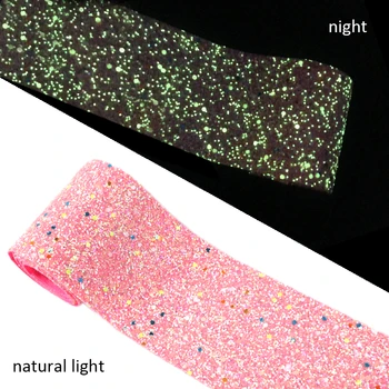 

David accessories 75mm 10Yards (disconnected) Glitter Glow in the Dark Leather Ribbon DIY Wrapping Hair Bow,10Yc8022