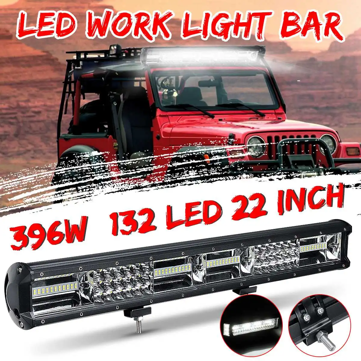 22 ''10-30 V 396W 132 светодиодный s светодиодный рабочий свет бар комбо дальнего света внедорожник SUV ATV UTV 4WD