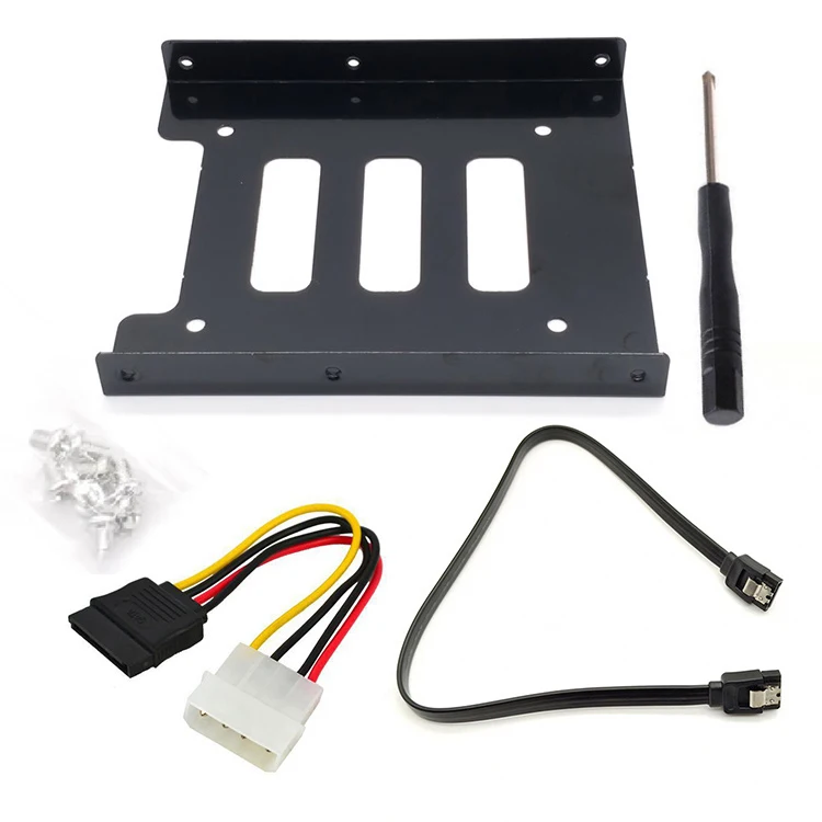 Universal 2.5" to 3.5"SSD/HDD Mounting Adapter Bracket with SATA&POWER Cables 