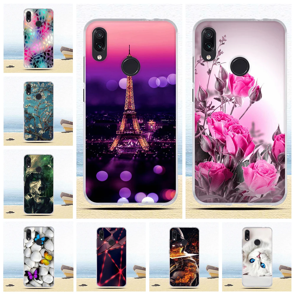 Силиконовый чехол для Xiaomi Redmi Note 7 6 3 дюйма с милым цветочным принтом чехлы